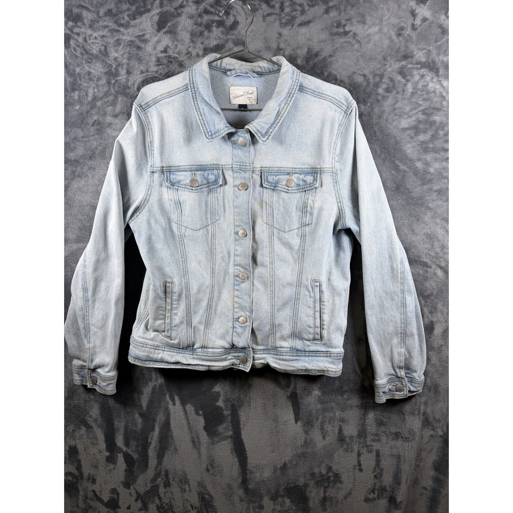 Universal Thread Jacket Womens 2XL Blue Denim Jean Button Front Collared Pockets